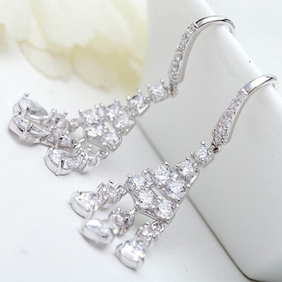 Elegant Cubic Zirconia Drop Wedding Earrings Online