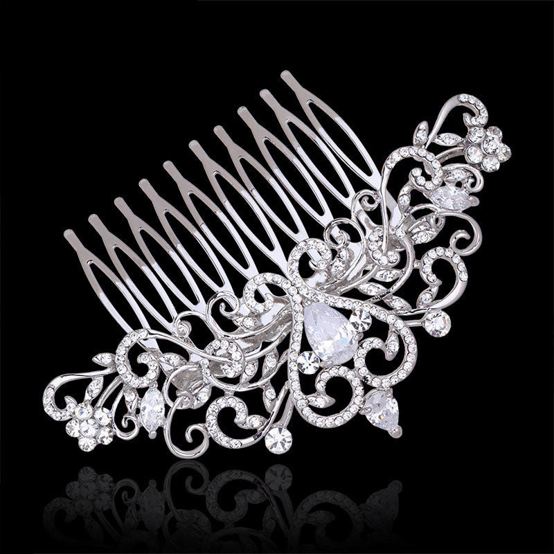 Shining Austrian Crystal Silver Bridal Hair Comb
