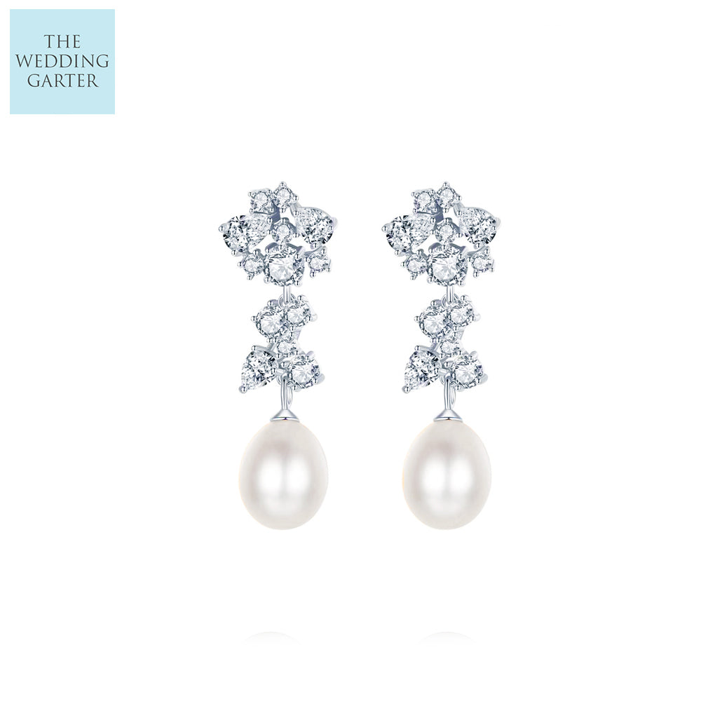 natural pearl bridal earrings