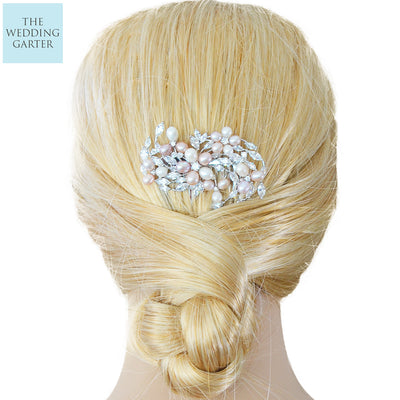 Statement Natuarl Pearl CZ Flower Wedding Bridal Hair Piece