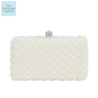 White Pearl Double Sided Beaded Clutch