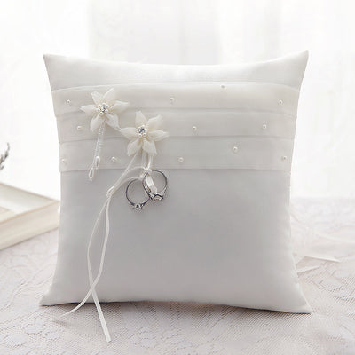 Arabella Satin Floral Ring Pillow Ring Bearer Pillow