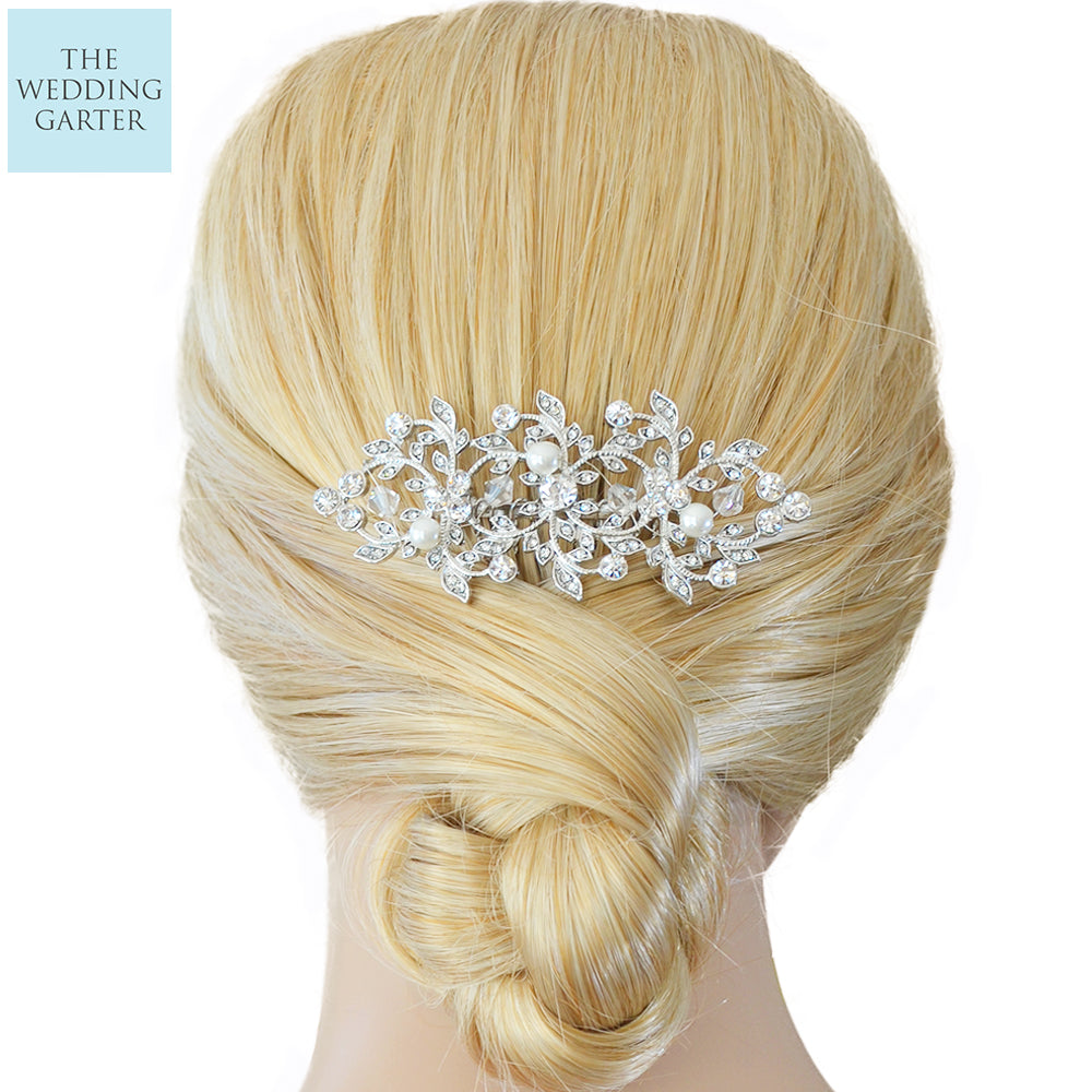 Delicate Pearl & Crystal Wedding Headpiece Comb