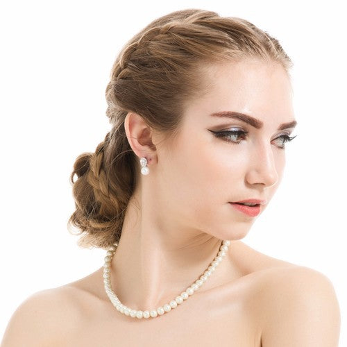 Luxury Pearl & CZ Diamond Stud Bridesmaid Earrings