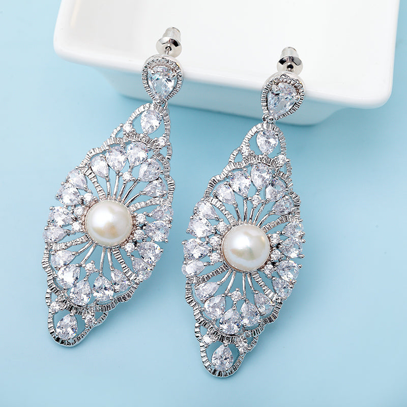 pearl statement wedding earrings
