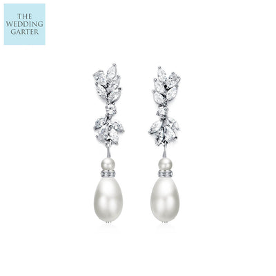 long pearl bridal earrings