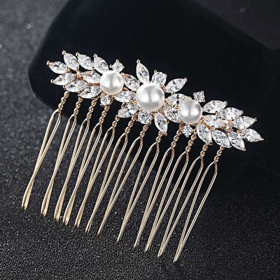 CZ Diamond & Pearl Bridal Hair Accessories Comb