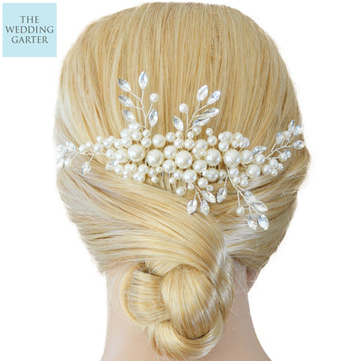 Rhinestone & Pearl Wedding Hair Comb Online