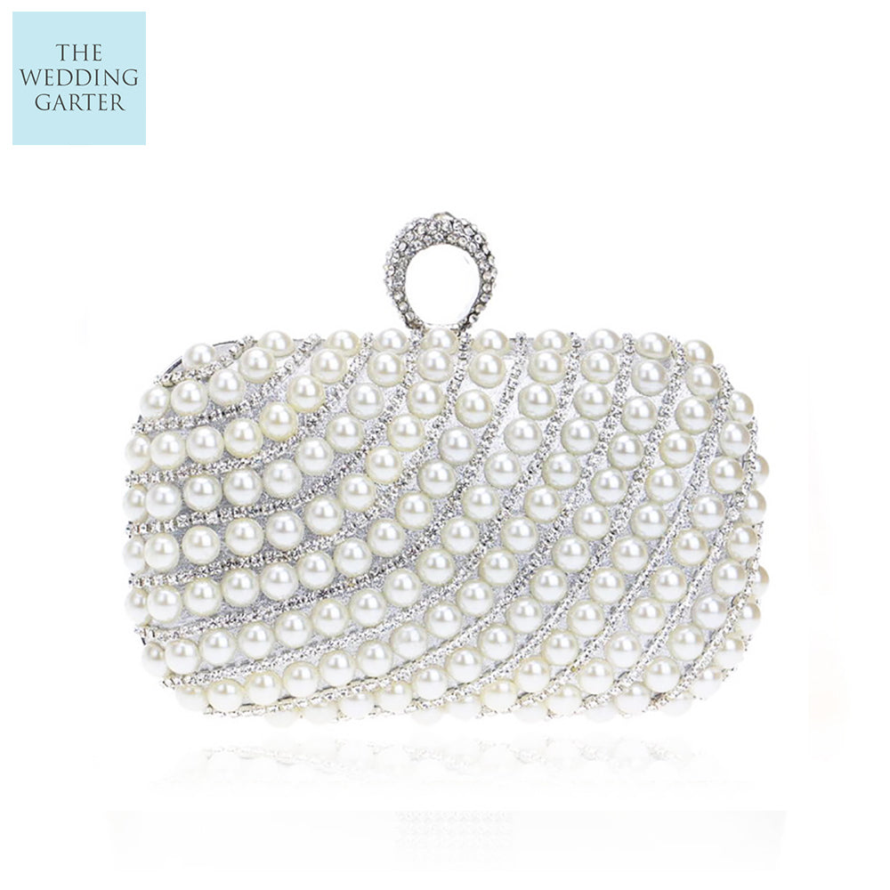 silver pearl evening bag