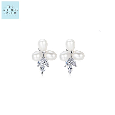real pearl bridal earrings