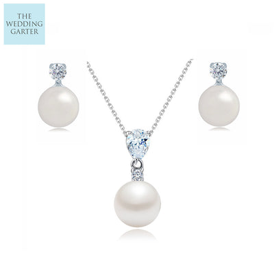 diamond and pearl bridal jewellery set