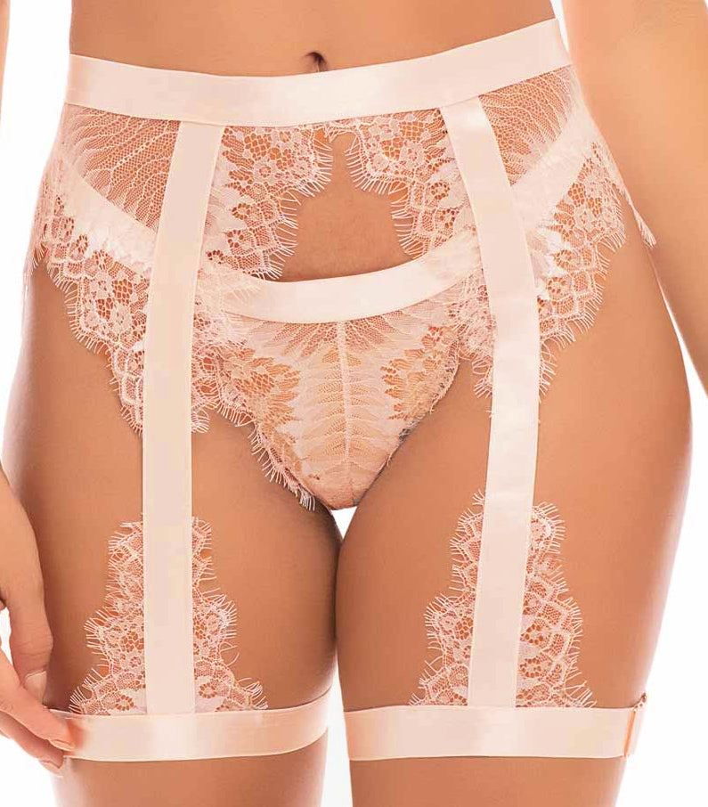 Blush Eyelash Lace 3 Piece Bridal Lingerie Set  The Wedding Garter