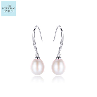 Pale Pink Freshwater Pearl Hook Wedding Earrings
