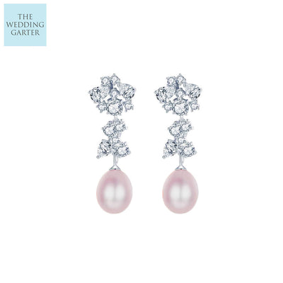 pink pearl bridal earrings