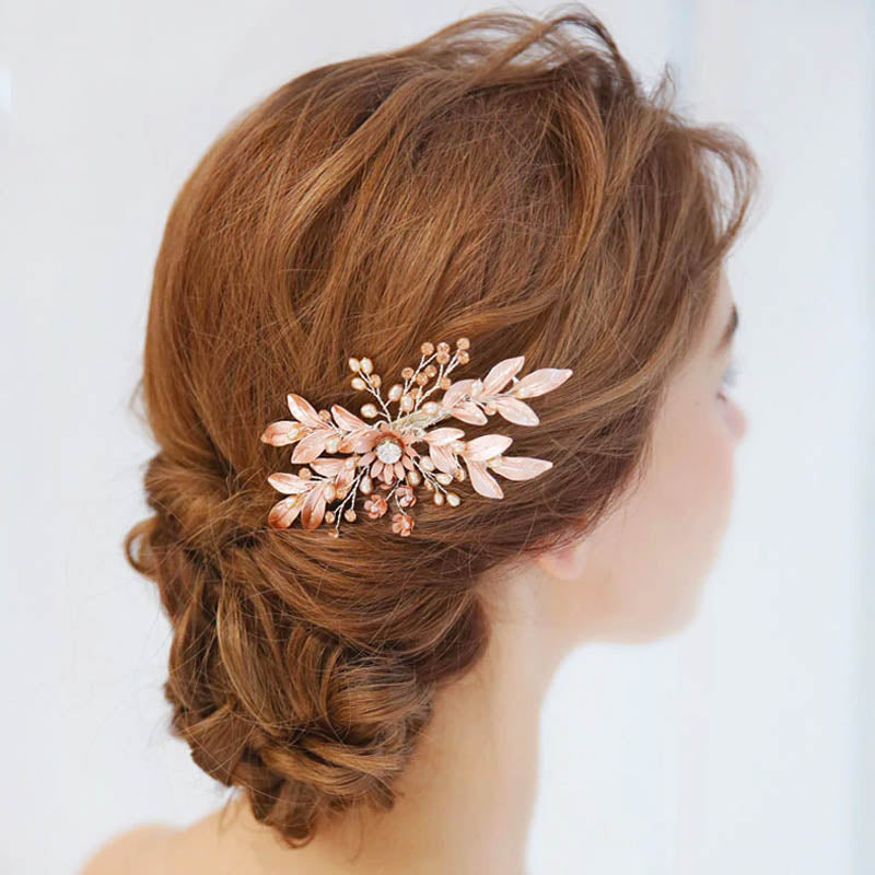 Delightful Pink Pearl & Crystal Bridal Hair Clip