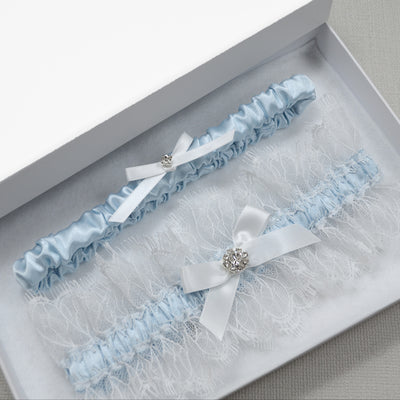 Hadley Luxury Eyelash Lace Blue Bridal Garter Set