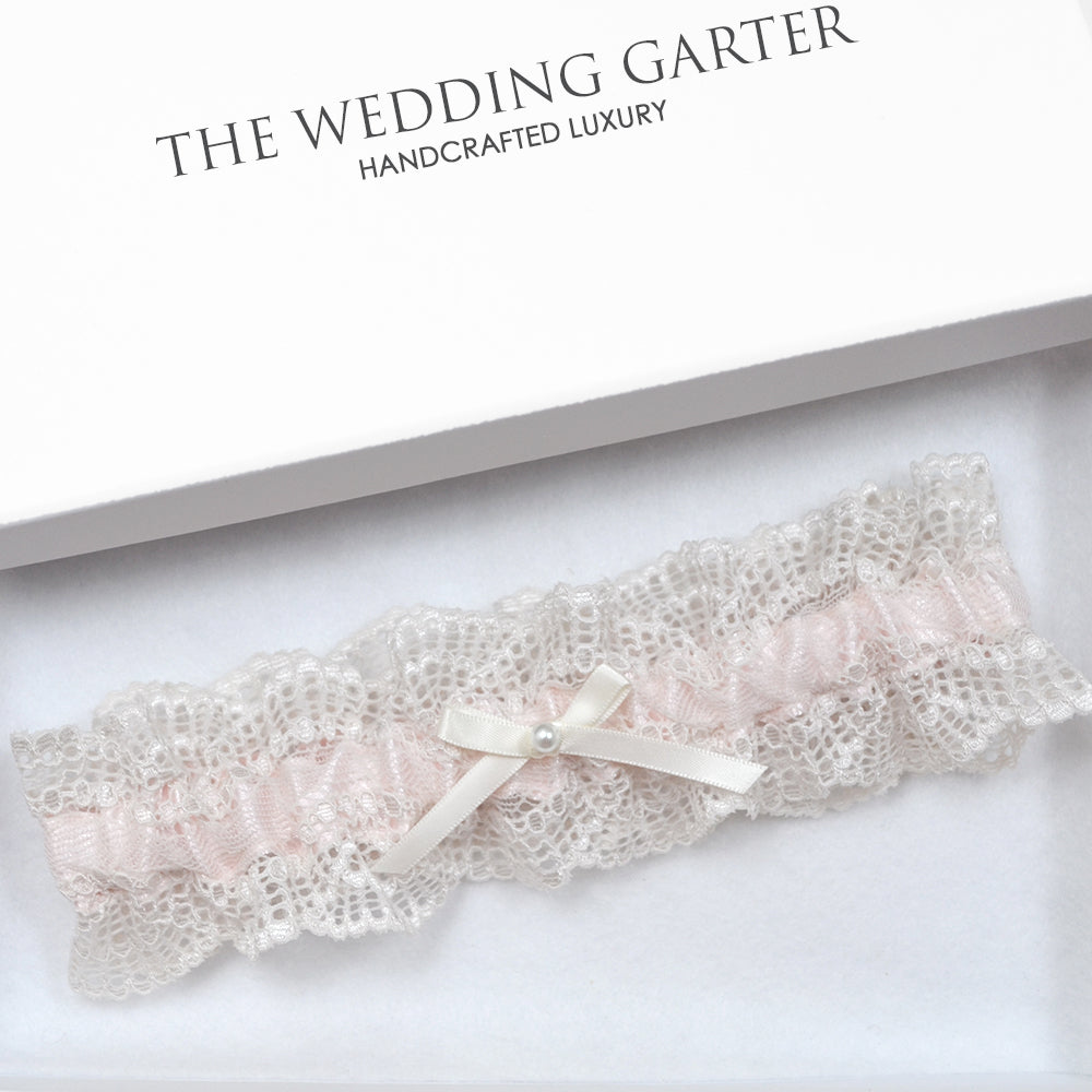 Dela Pink & Nude Lace Wedding Garter Vintage Style