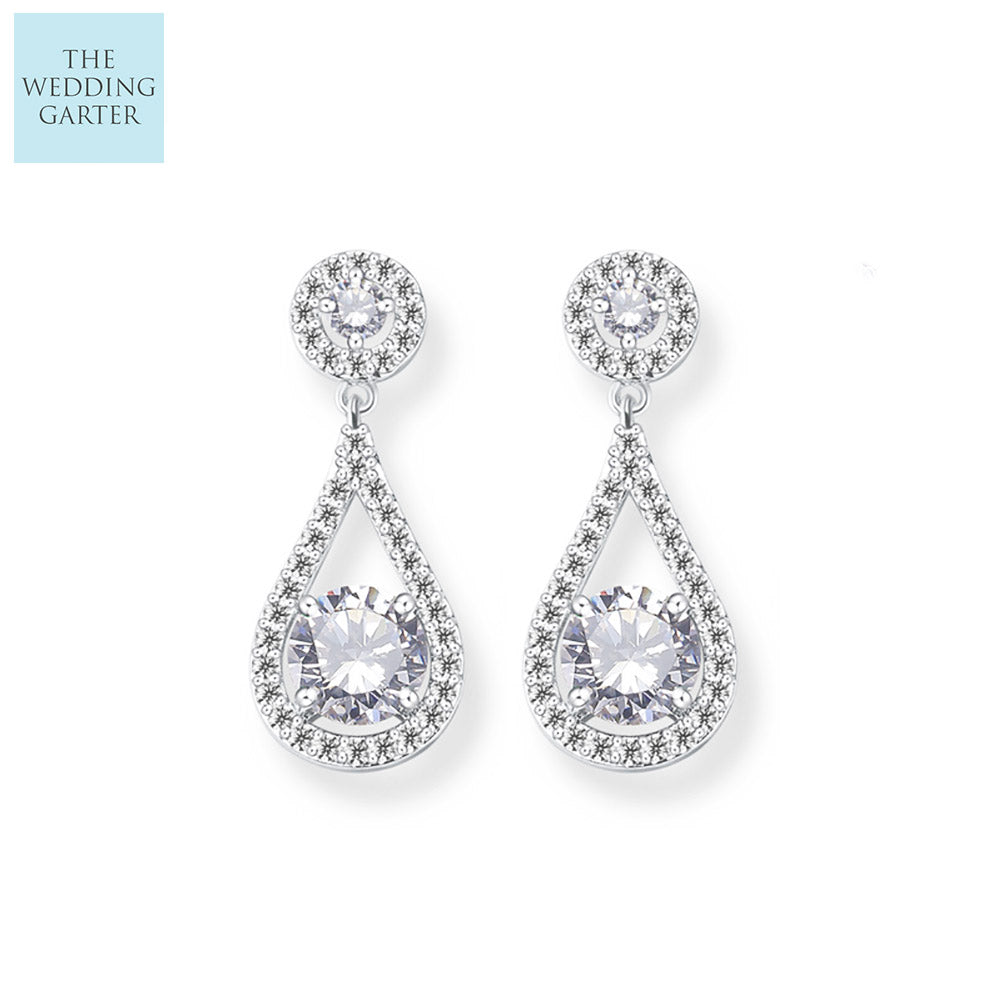 Delicate Cubic Zirconia Diamond Drop Bridesmaid Earrings