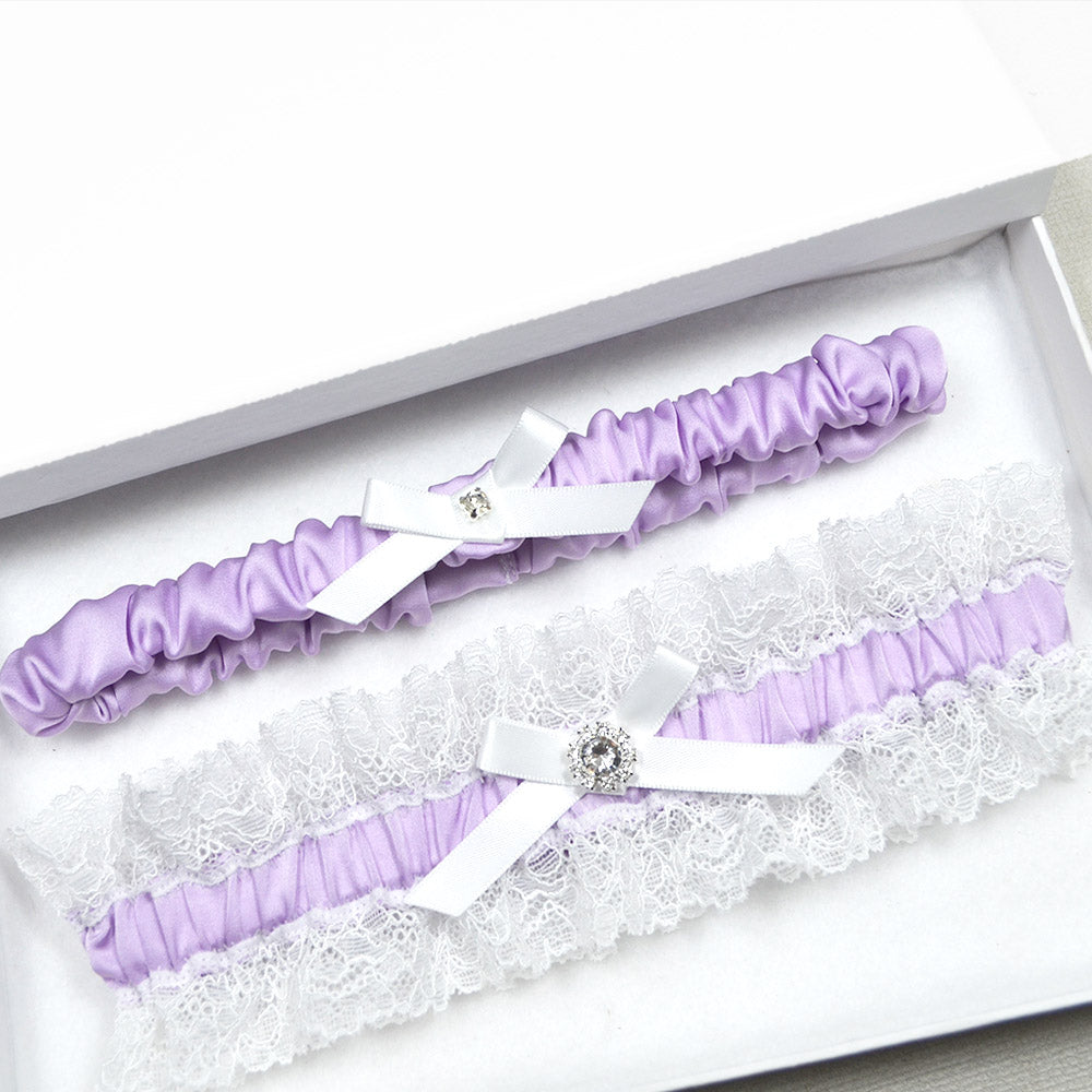 lilac bridal garters