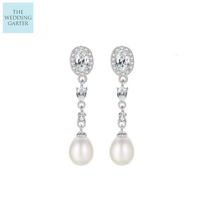 real white pearl bridal earrings