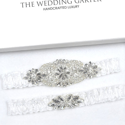 crystal applique wedding garters