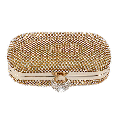 Exclusive Gold Rhinestone Bridal Clutch Handbag