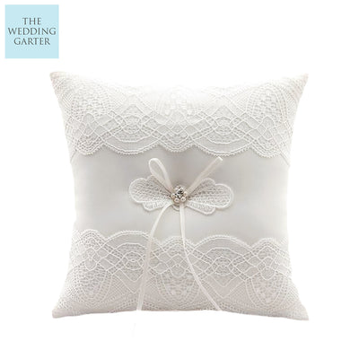 Ivory Satin Lace Ring Bearer Pillow Wedding Accessories