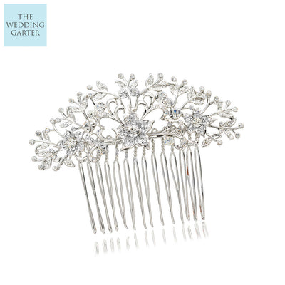 Floral Design Silver Wedding Hair Accessories