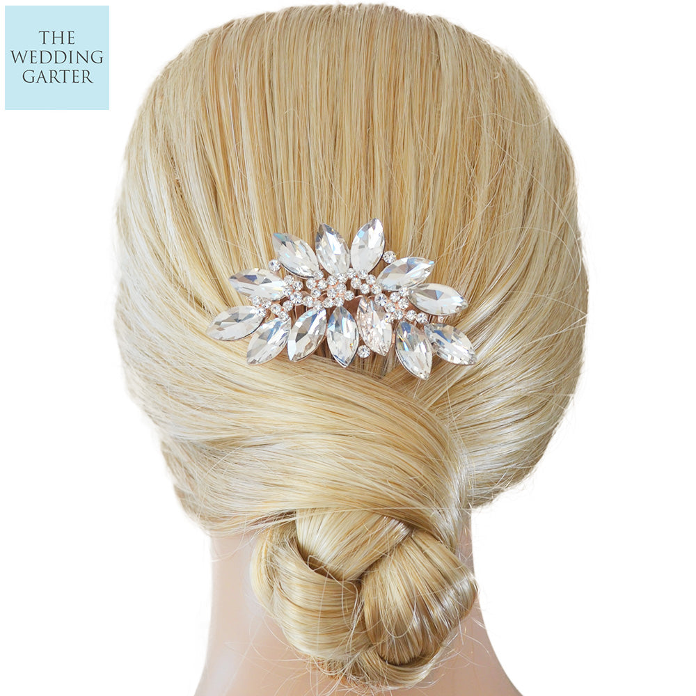 luxury designer rose hold bridal headpiece