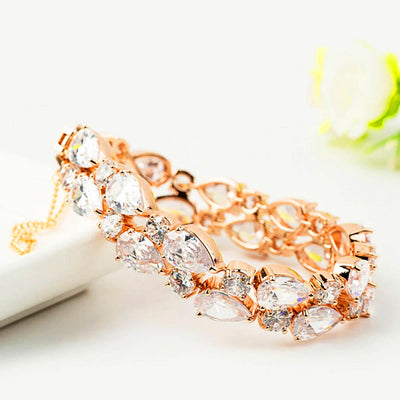Rose Gold & Pear Cubic Zircoia Diamond Bracelet (2 Colours)