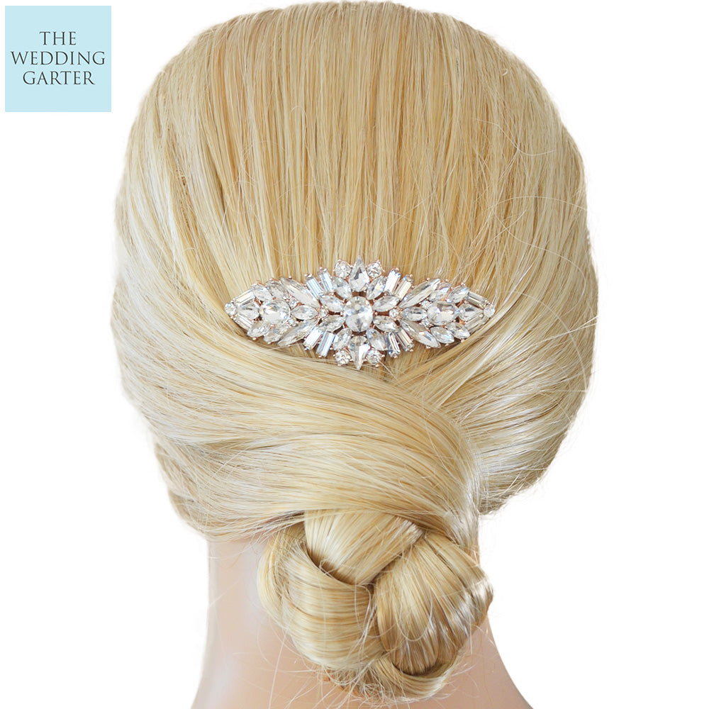 Luxury Handcrafted Rose gold Bridal Hair Comb For Wedding