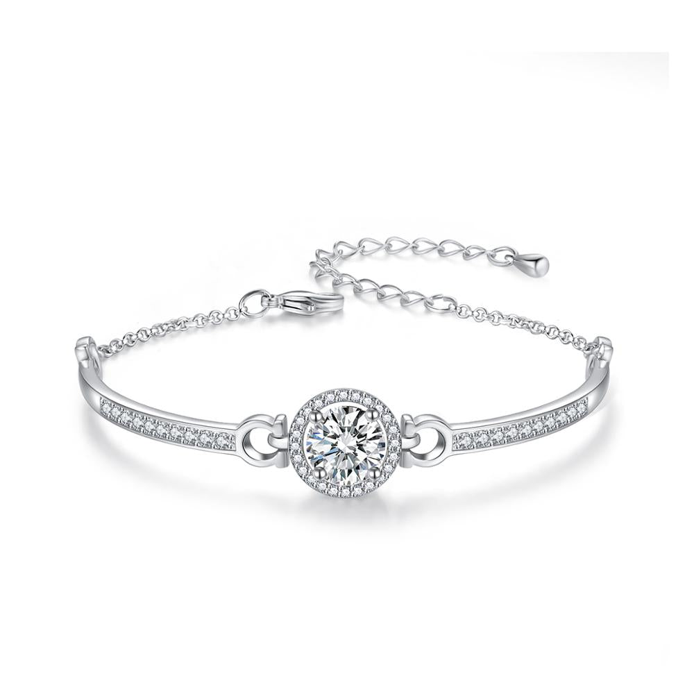 Round Cubic Zirconia Diamond Parve Chain Bracelet
