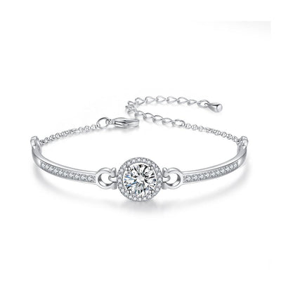 Round Cubic Zirconia Diamond Parve Chain Bracelet