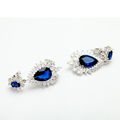 Luxury Vintage Something Blue CZ Earrings For Wedding