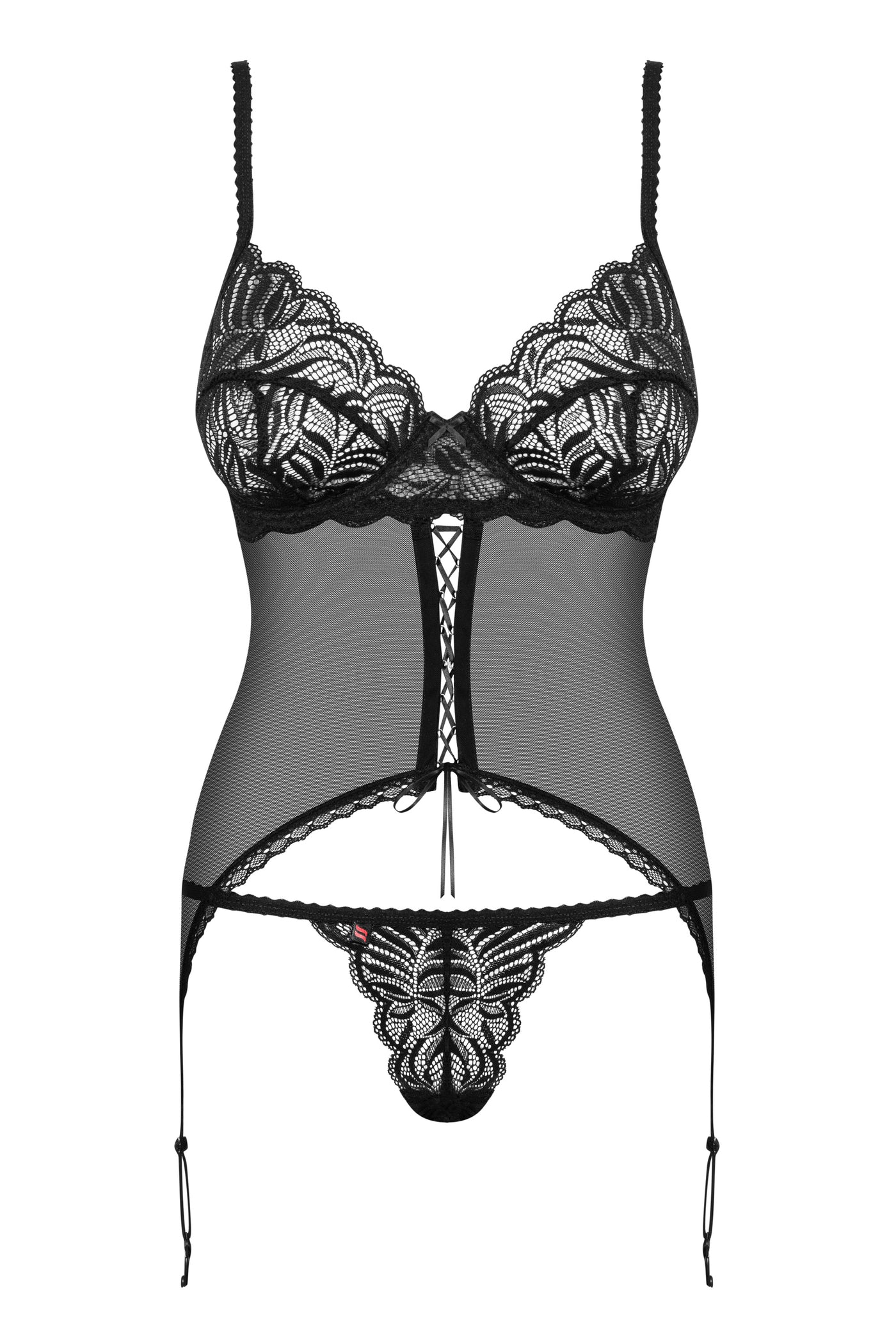 Sheer Mesh & Luxe Lace Bustier Lingerie
