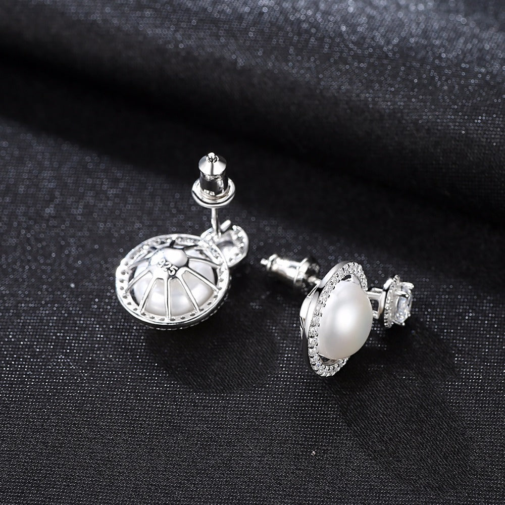 Devine Black Freshwater Pearl Stud Earrings For Brides