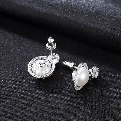 Natural Ivory Pearl & CZ Stud Wedding Earrings Online