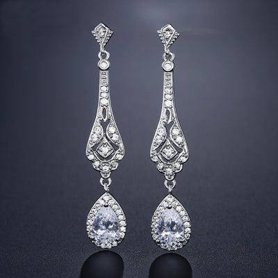silver crystal wedding earrings