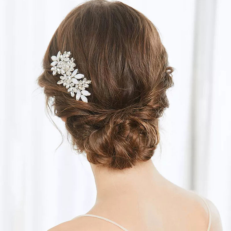 crystal silver bridal hair comb