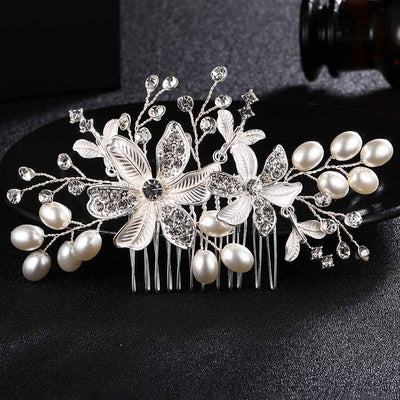 Charming Pearl & Crystal Floral Bridal Headpiece