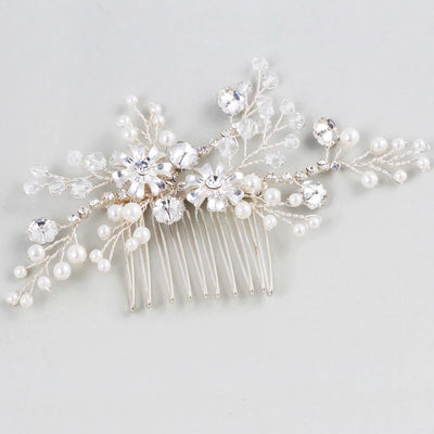 Simple Ivory & Silver Wedding Hair Comb