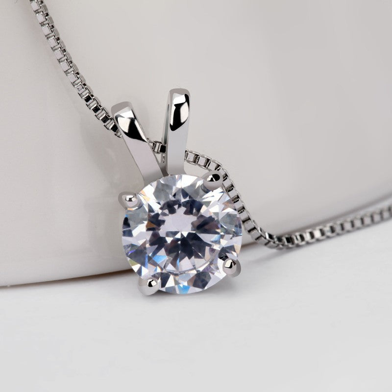 Simple 1 Carat Solitaire Cubic Zirconia Diamond Bridal Pendant