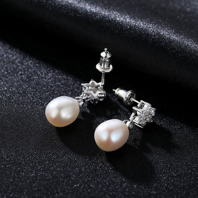 Elegant Tahitian Pearl & Sterling Silver Bridesmaid Earrings