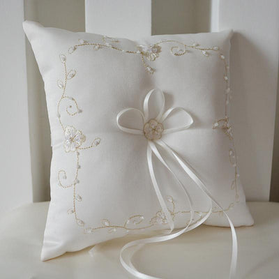 Jasmine Embroidered Satin Ring Pillow Ring Bearers Gifts