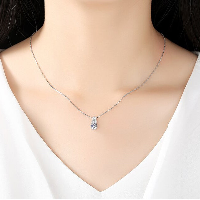 Stunning Cubic Zirconia Sterling Silver Bridal Necklace