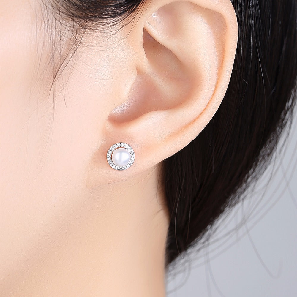 Dainty Real Pearl & Sterling Silver Stud Earrings