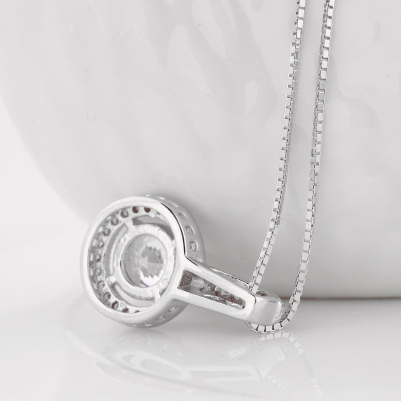 Luxury Cubic Zirconia 925 Sterling Silver Wedding Necklace