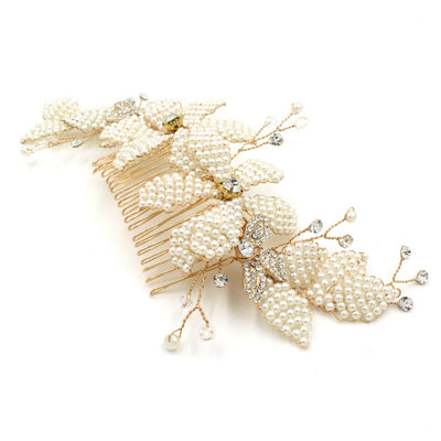 Luxury Pearl Encrusted Handmade Wedding Hair Comb For Brides