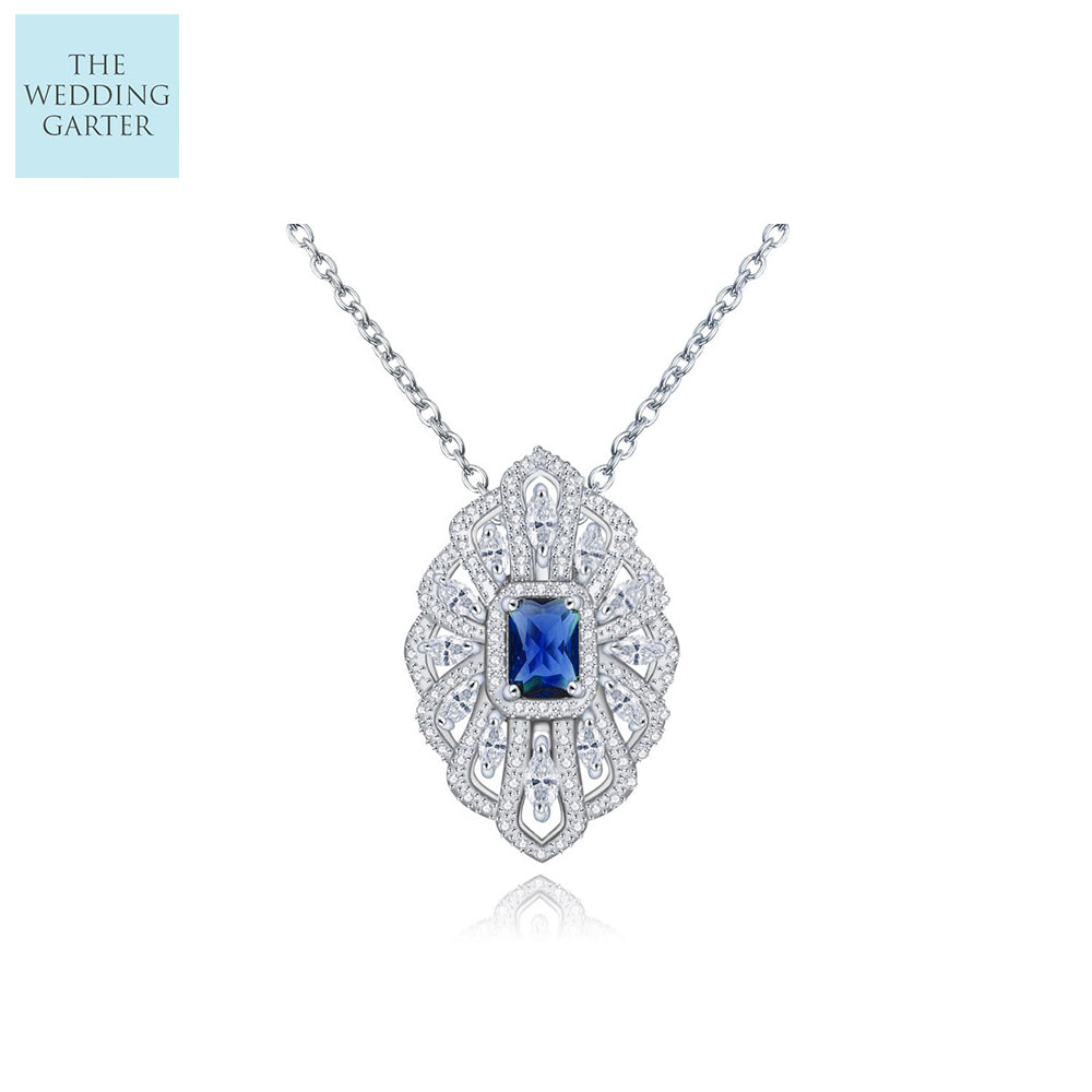 blue crystal wedding necklace