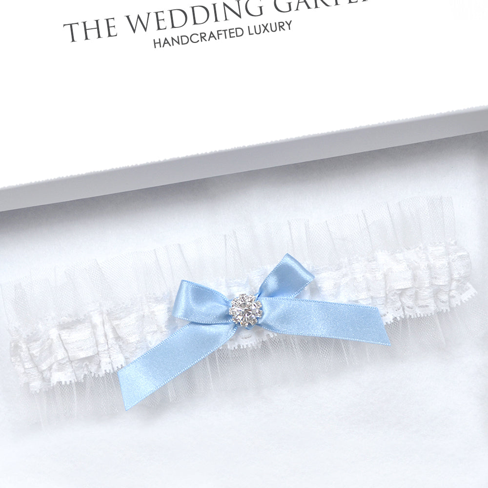 Anna White Tule & Lace Wedding Garter For Something Blue
